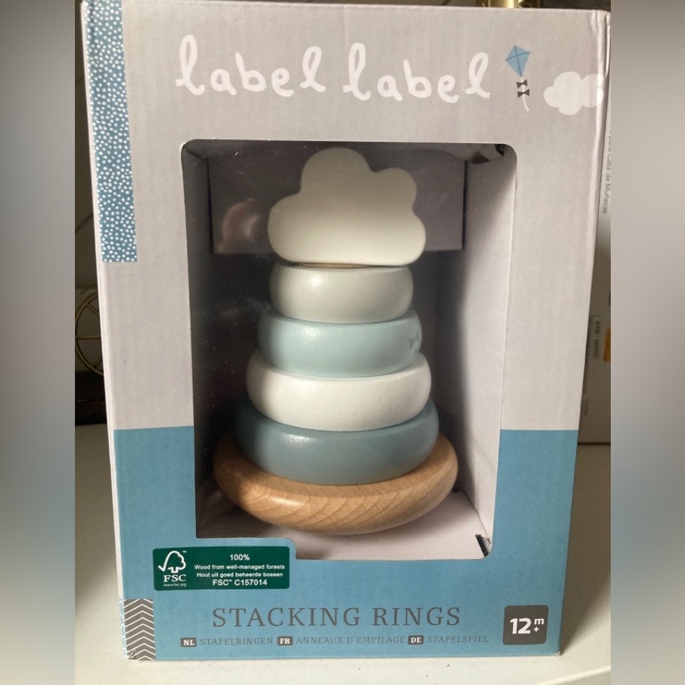 NEW in Box Label Label Wooden Montessori Stacking Rings